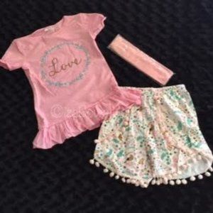 "Love" 3 pc Short Outfit  LOVE3  NWT Boutique
